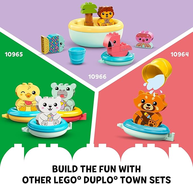 LEGO DUPLO Town Water Park 10989 Educational Building Bath Toy Set for Toddlers Ages 2+, Features a Floating Turtle Ring and Water Bucket to Encourage Imaginative Play in The Bath