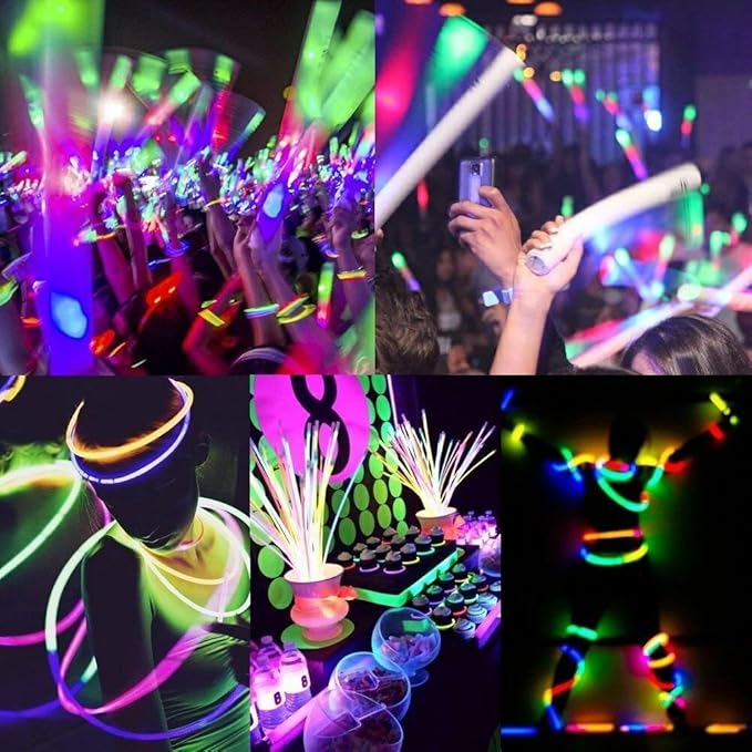 600 Glow Sticks Bulk Wholesale Necklaces, 22” Glow Stick Necklaces, Assorted Bright Colors, Glow 8-12 Hr, Connector Pre-attached(handy), Glow-in-the-dark Party Supplies, GlowWithUs Brand