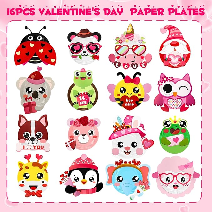 16 Pack Arts and Crafts for Kids, Toddler Crafts Animal Paper Plate Art Kit Gift for 3 4 5 6 Year Old Boys Girls DIY Kids Crafts for Birthday Party Favor Preschool Classroom Party Games