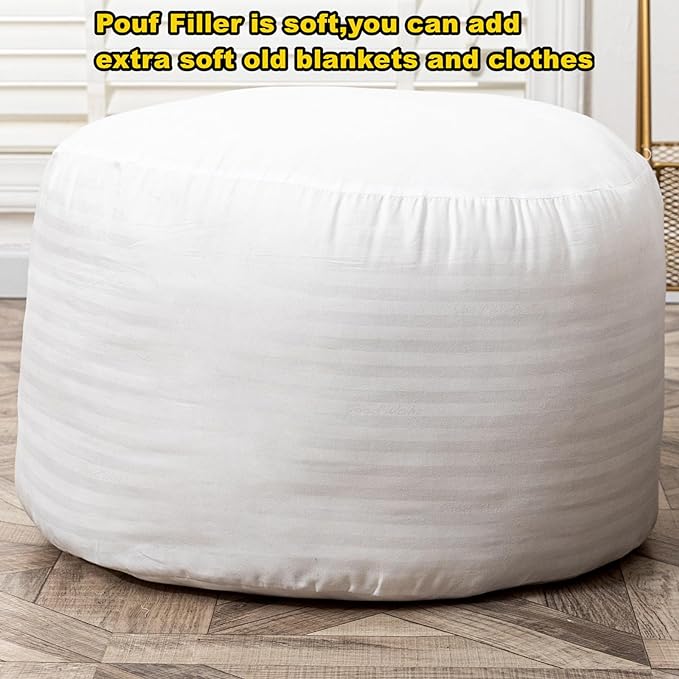 Asuprui Pouf Ottoman Stuffed Pouf Ottoman Foot Rest Soft Foot Stool 20x20x12 Inches Fuzzy Chair Floor Pouf Chair Foot Rest with Storage for Living Room Bedroom Gray Pouf with Filler
