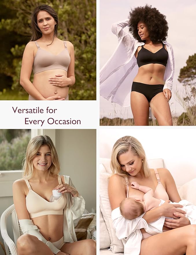 Momcozy Nursing Bras for Breastfeeding, YN21 Seamless Ultra Comfort Maternity Bra, Natural Shape, Pregnancy Sleep Bralette