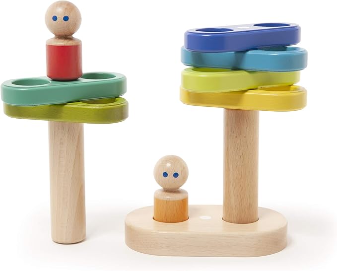 11 Piece Tegu Magnetic Floating Stacker Building Block Set, Rainbow