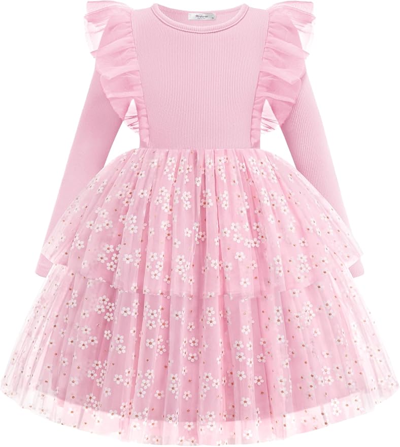 Arshiner Toddler Dress Baby Girls Tutu Tiered Formal Party Sequin Tulle Dresses Fall Winter Clothes for 1-6 Years