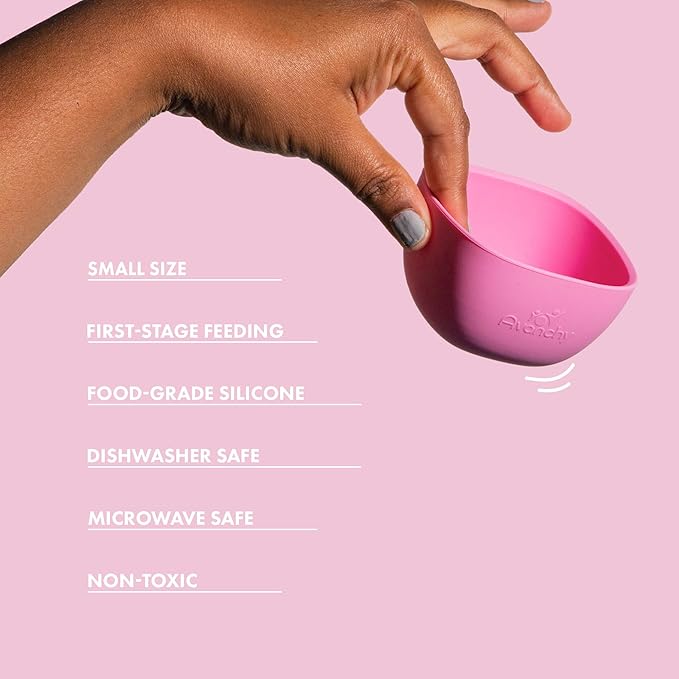 Avanchy Baby Bowls Silicone MINI Prep Bowl Set for Babies Kids Toddler for Feeding Food 4 oz, Pink