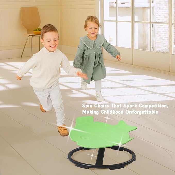 Kids Swivel Chair Sensory Chair for Kids, Spinning Chair Kids Balance Physical Therapy Equipment, Kids Indoor Outdoor Play Equipment, Science Seat for Kids 3-9 (Light Green)