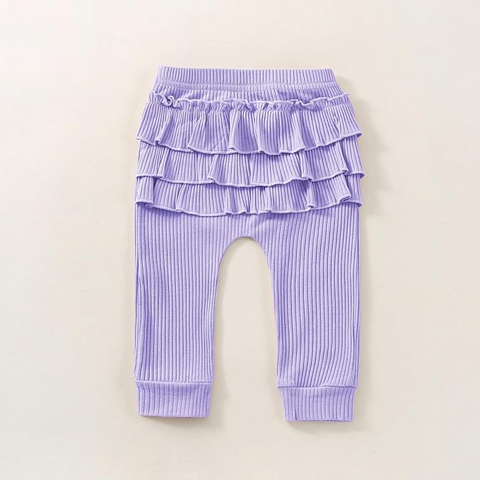 Baby Girl Clothes Newborn Infant Fall Winter Outifts Ribbed Ruffle Long Sleeve Romper Pant Outfit Set 3pcs 0-18Months