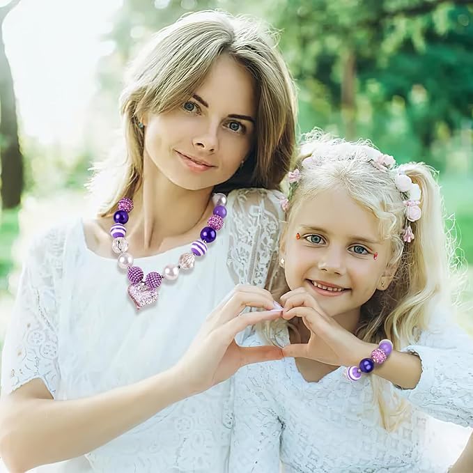 3 otters Girls Necklace Bracelet, Jewelry for Girls Princess Necklaces for Birthday Gift Party Favor Classroom Prize Supplies