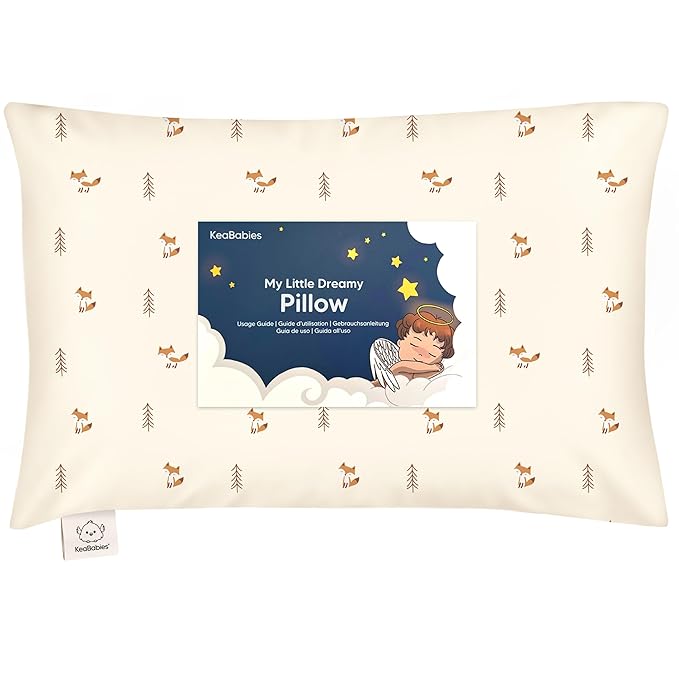Toddler Pillow with Pillowcase - 13x18 My Little Dreamy Pillow, Organic Cotton Toddler Pillows for Sleeping, Kids Pillow, Travel Pillows, Mini Pillow, Nursery Pillow, Toddler Bed Pillow (Fox Tales)