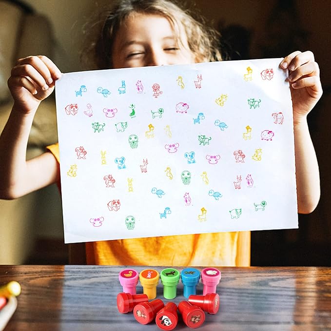 26Pcs Zoo Animal Stamps for Kids, Self Inking Stamps for Kids Birthday Gift, Farm Party Favors, Teacher Stamps