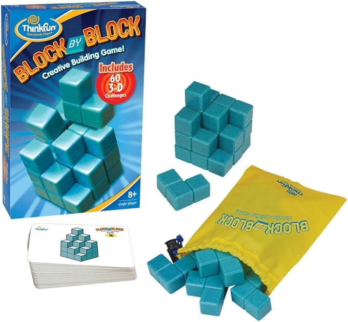 ThinkFun Block by Block - Engaging 3D Puzzle Game | Enhances Architectural Skills | Mind Teaser for Ages 8 and Up | Travel-Friendly with Game-Go Storage Bag