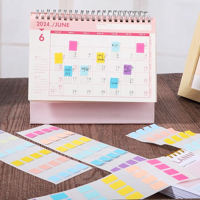 480 Pcs Sticky Index Tabs, Colored Book Sticky Tabs for Notebooks, Repositionable Page Tabs for Notebooks File Classification (0.5×1inch)