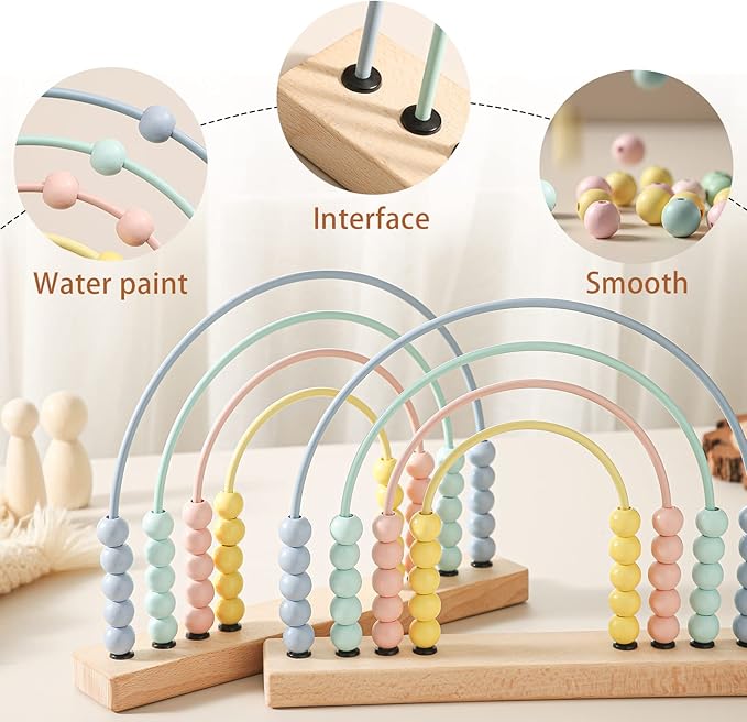 ibwaae Wooden Rainbow Abacus Beads Counting Toys Kids Early Math Skills Montessori Educational Learning Games for Toddler