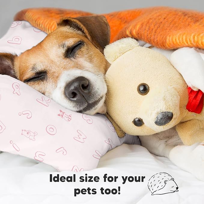 Toddler Pillow with Pillowcase - 13x18 My Little Dreamy Pillow, Organic Cotton Toddler Pillows for Sleeping, Kids Pillow, Travel Pillows,Mini Pillow,Nursery Pillow,Toddler Bed Pillow (ABC Land Rose)