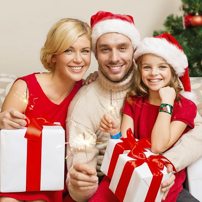 48 Pcs Christmas Slap Bracelets, Christmas Decorations, 12 Styles for Christmas Party Favors Christmas Stocking Stuffers