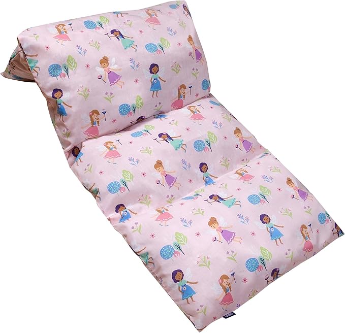 Wildkin Kids Floor Lounger: Ideal for Boys and Girls, Travel-Friendly, Perfect for Sleepovers - Pillow Lounger for Kids, Requires Standard Size Pillows Not Included (Fairy Garden)