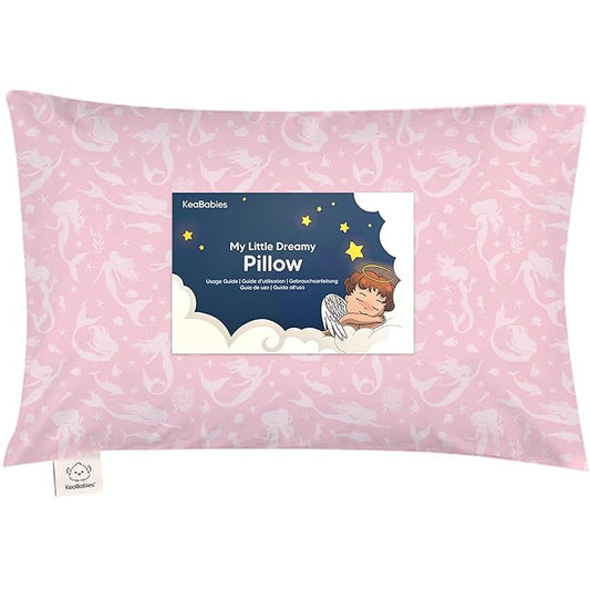 Toddler Pillow with Pillowcase - 13x18 My Little Dreamy Pillow, Organic Cotton Toddler Pillows for Sleeping, Kids Pillow, Travel Pillows, Mini Pillow, Nursery Pillow, Toddler Bed Pillow (Mermaid)