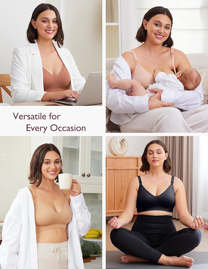 Momcozy Nursing Bras for Breastfeeding, YN21 Seamless Ultra Comfort Maternity Bra, Natural Shape, Pregnancy Sleep Bralette