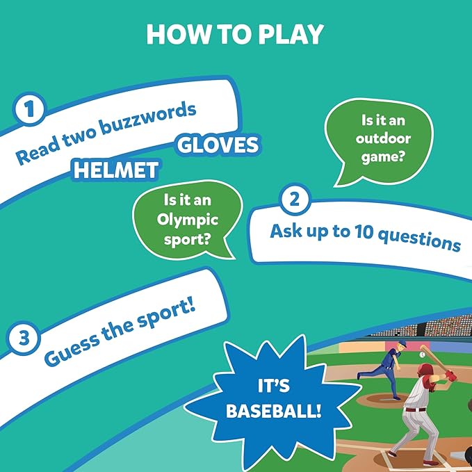 Skillmatics Card Game - Guess in 10 Sports, Perfect for Boys, Girls, Kids, and Families Who Love Toys, Travel Games, Gifts for Ages 6, 7, 8, 9 and Up