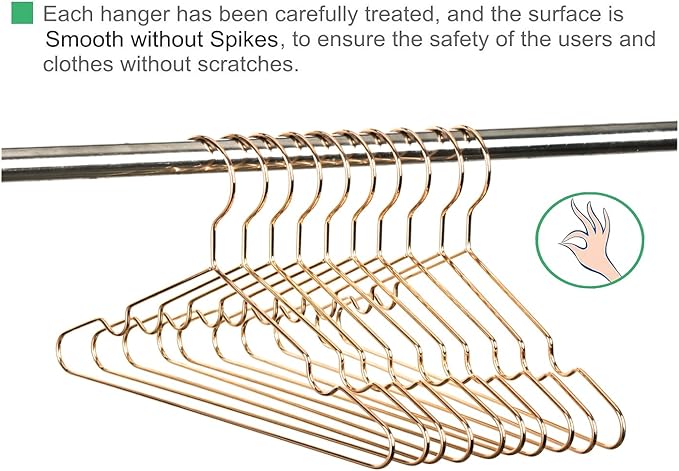 Amber Home 20Pack 12" Rose Gold Kids Baby Hangers, Strong Metal Children Clothes Hangers for Closet, Space Saving Infant Hanger for Toddler Coats Pants (Rose Gold, 20)
