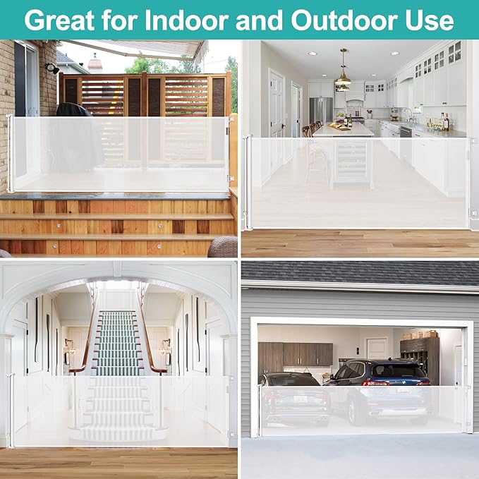 42" Tall X 95" Wide Extra Tall Baby Gate Extra Long Baby Gates for Large Openings Tall Retractable Baby Gate Retractable Dog Gate Long Baby Gates Indoor Extra Long Dog Gate Child Gates for Doorways