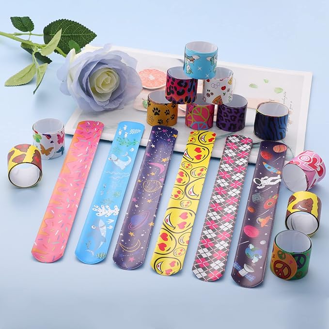 150 Pcs Slap Bracelets for Kids,Party Favors with Colorful Hearts Animals Unicorn Print Design,Slap Bands Wristbands for Boys Girls Birthday Party Supplies,Valentine Classroom Prizes Exchanging Gifts