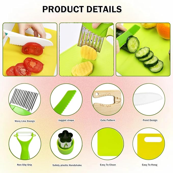 15 PCS Kids Cooking Sets,Toddler Montessori Kitchen Tool Toy for Lillte Girl Boy Age 3-10,Gifts for Birthday Christmas