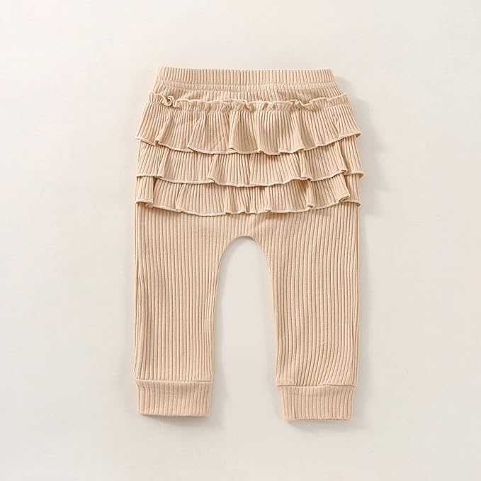 Baby Girl Clothes Newborn Infant Fall Winter Outifts Ribbed Ruffle Long Sleeve Romper Pant Outfit Set 3pcs 0-18Months