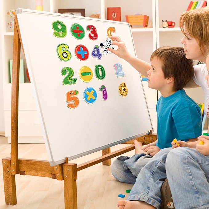 41 Pieces Wooden Thick Alphabet Magnets for Toddlers Fridge, Large Cute Animal Colorful ABC 26 Uppercase Letters, 10 Numbers Magnetic Alphabet Educational Toy Set for Kids Preschool Learning Spelling