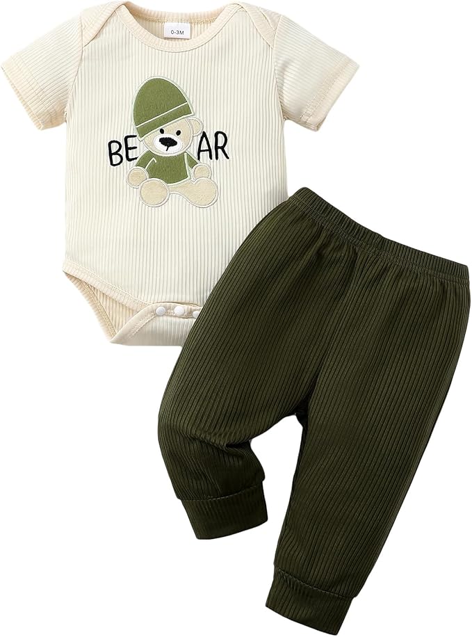 SUNNY PIGGY Baby Boy Clothes Newborn Infant Boys Outfits Romper Hat Pants 3PC Set 0-3 3-6 6-12 12-18 Month Clothing Gift