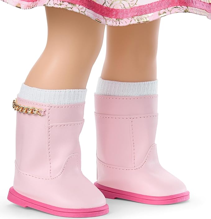 American Girl Truly Me 18-inch Doll Floral Fashion Outfit with Ruffled Bodice, Ribbon, Socks, and Boots, for Ages 6+