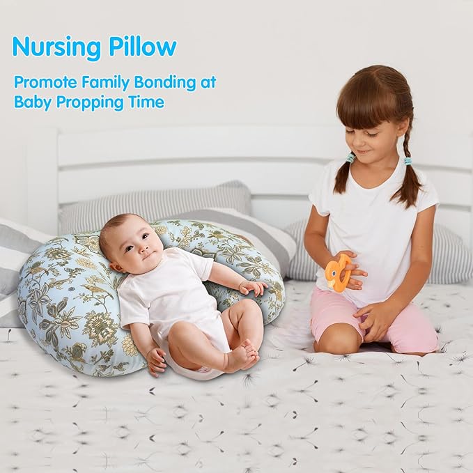 Nursing Pillow, Breastfeeding Pillows with Standard Size Removable Cover, Breast Feeding Pillow with Breathable Filling, Ergonomic Nursing Essentials for Bottle and Breastfeeding- Boho Garden…