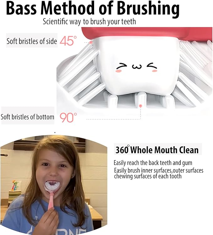 Kids U Shaped Toothbrush with 2 Minutes Sand Timer,Toddler Toothbrush for Childrens Whole Mouth Kid Toothbrushes (2-6 Year, Blue)