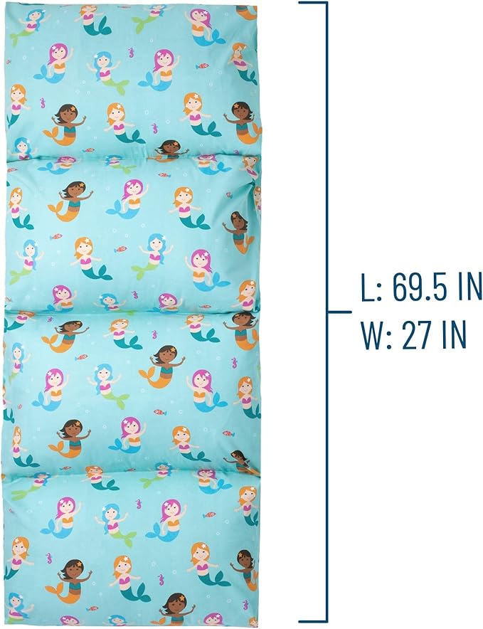 Wildkin Kids Floor Lounger: Ideal for Boys and Girls, Travel-Friendly, Perfect for Sleepovers - Pillow Lounger for Kids, Requires Standard Size Pillows Not Included (Mermaids)