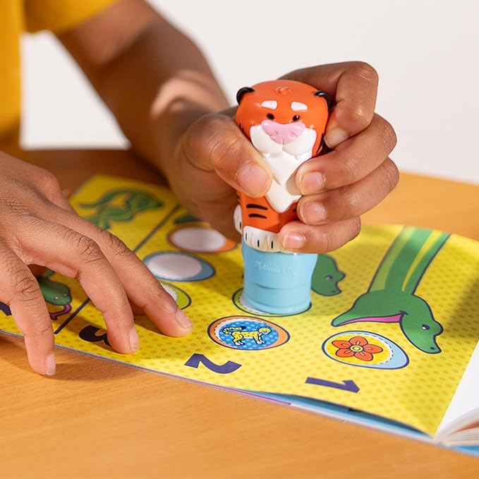 Melissa & Doug Sticker Wow!™ 24-Page Activity Pad and Sticker Stamper, 300 Stickers, Arts and Crafts Fidget Toy Collectible Character – Tiger Creative Play Travel Toy for Girls and Boys 3+
