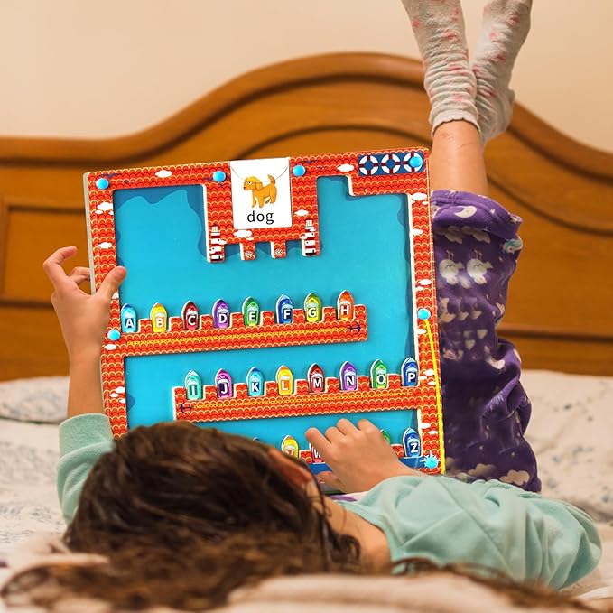 Wooden Magnetic Alphabet Maze, Montessori Fine Motor Skills Toys for 3+ Year Old Boys and Girls, Magnetic Ship Letter Puzzle Board for Toddler Preschool Learning Activities