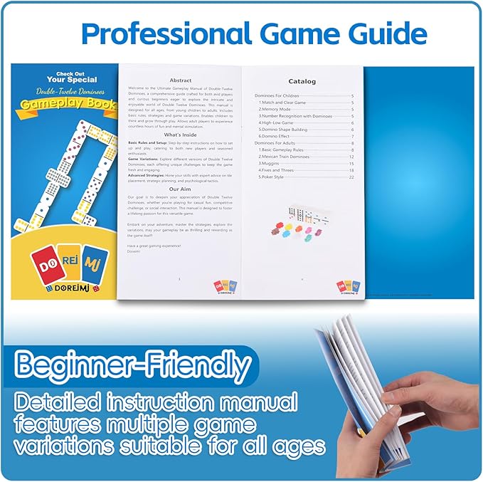 Upgraded Mexican Train Dominoes Set with Wooden Hub and 8 Racks/Trays,Double 12 Dominos Set for Kids, Adults Travel Domino Train Set with 91 Tiles and Carry Case, Classic Board Games for Family Night