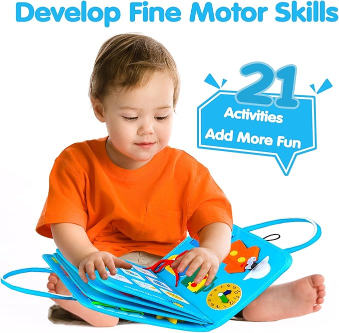 Toddler Busy Board Montessori Toys for 1 2 3 4 Year Old Boys Birthday Gifts - Educational Learning Busy Book Sensory Toys for Toddlers 1-3 - Airplane Car Travel Activities Toys for Kids Ages 2-4