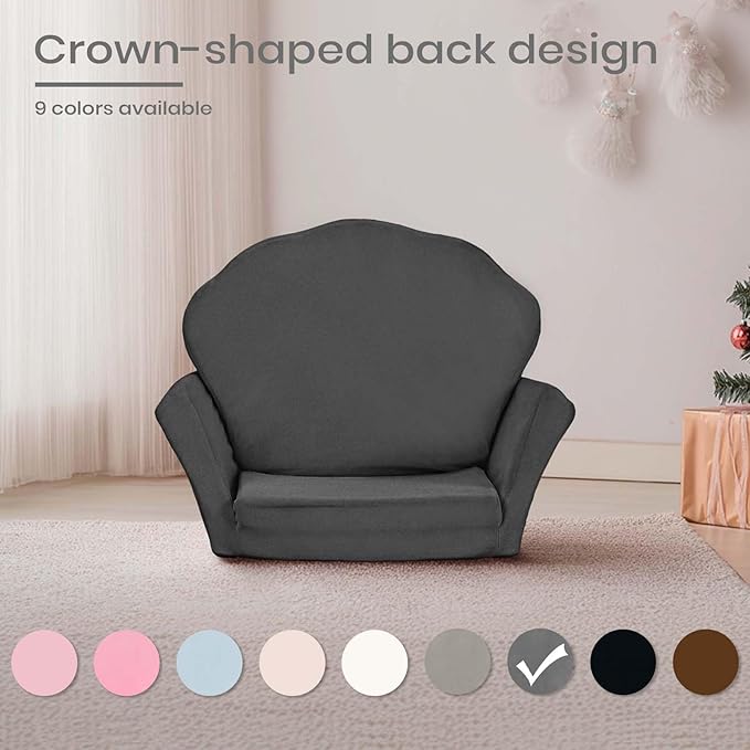 COSYLAND Kids Sofa for Toddler, 2-in-1 Folding and Expandable Soft Chair Bed Toddlers,Convertible Sofa to Lounger Sleeper Chair Bed for Girls and Boys,Dark Gray