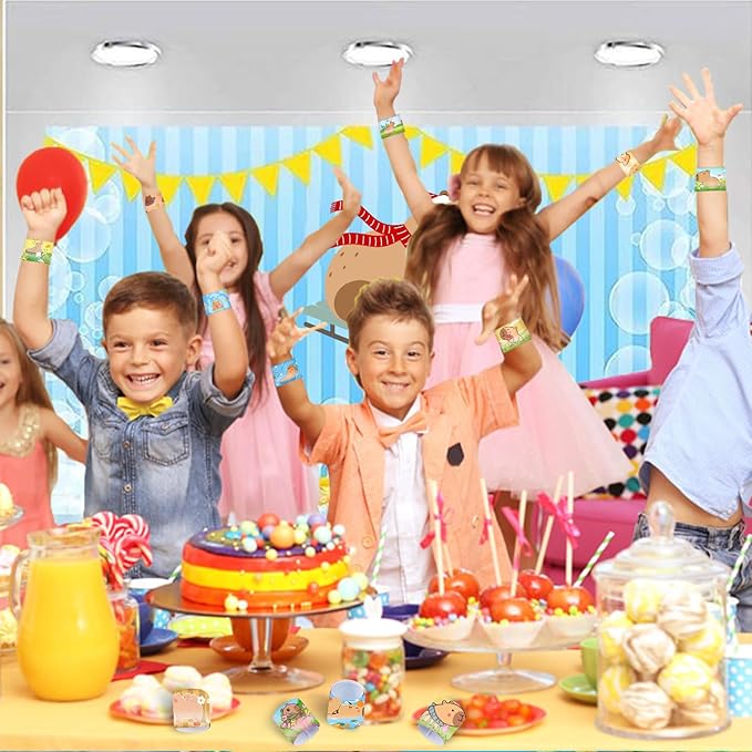 48 PCS Capybara Slap Bracelets Birthday Party Favors and Goodie Bag Fillers for kids Fun Capybara Wristbands for Party Decorations and Supplies