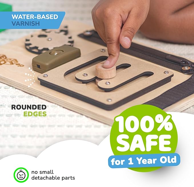 deMoca Montessori Busy Board for 1 Year Old, Sensory Airplane Toys for Toddlers 1-3, Plane Travel Toy with Educational Activities for 1 2 3 Year Old, Gift for Boys and Girls, Packaging May Vary