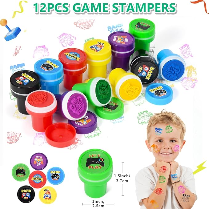 146Pcs Video Game Party Favors Birthday Supplies, Cup VIP Pass with Lanyard Straw Silicone Bracelet Keychain Stamper Tattoo Sticker Kids Gamer Birthday Party Favors Gaming Game On Goodies Bags