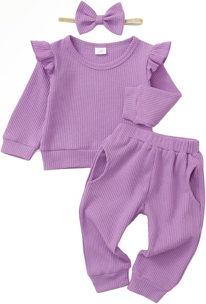 Mioglrie Baby Girl Clothes Infant Toddler Girls Fall Winter Outfits Sweatshirts Clothing Set 3 6 12 18 24 Month 2T 3T
