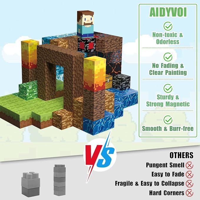 160 PCS Magnetic Blocks Building Toys, Build 3D Magnetic Building Blocks Set for Kids Ages 3+, Magnetic Blocks STEM Sensory Educational Christmas Birthday Gifts Construction Toys