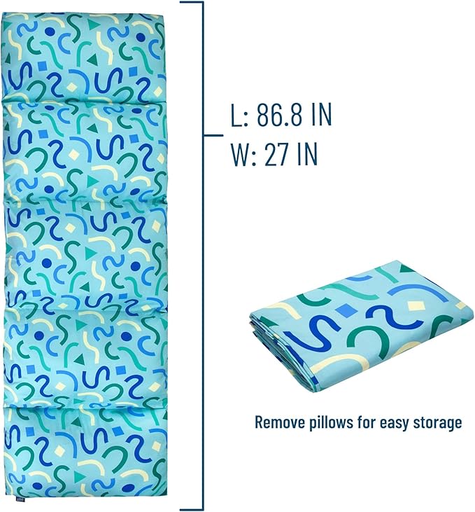 Wildkin Kids Microfiber Floor Lounger – Travel-Friendly, Sleepovers, Pillow Not Included - Confetti Blue