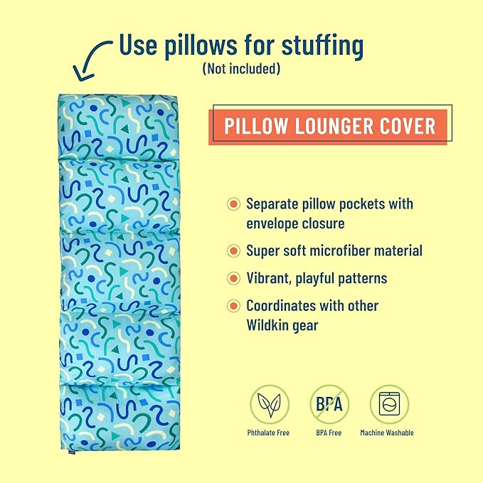 Wildkin Kids Microfiber Floor Lounger – Travel-Friendly, Sleepovers, Pillow Not Included - Confetti Blue