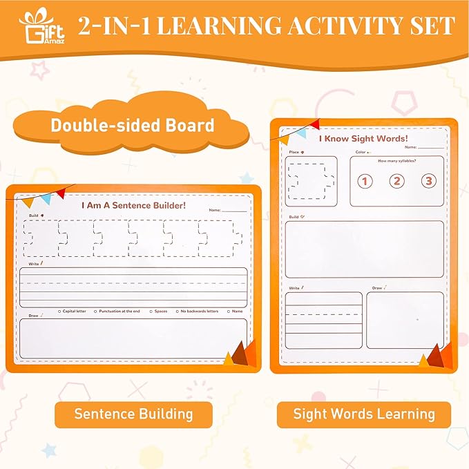 145 PCS Sentence Building for Kids, Sight Word Games Puzzle, Special Education Classroom Must Haves, Montessori Grammar Reading Game, Speech Therapy Cardboard Birthday Toys for Kindergarten