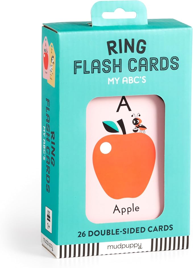 Mudpuppy My ABC's — Ring Flashcards 26 Durable Double Sided Alphabet Cards And Reclosable Ring With Colorful Art For Kids Ages 3+ Perfect For Preschool Or Travel For Teachers And Parents