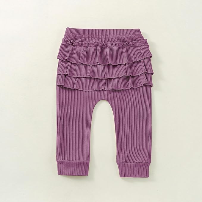 Baby Girl Clothes Newborn Infant Fall Winter Outifts Ribbed Ruffle Long Sleeve Romper Pant Outfit Set 3pcs 0-18Months