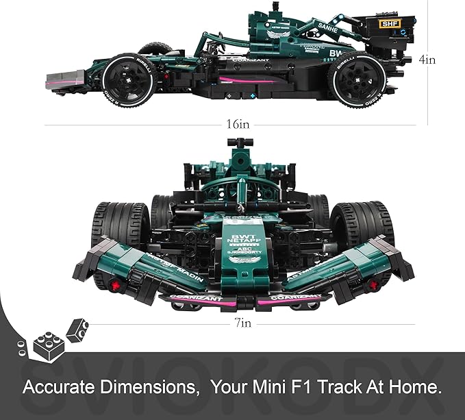 F1 Racing car technic Building Sets,Formula 1 Model Cars ,1:12 MOC Sports car Building Blocks,Collectible Kits for Kids 8+ and Adults (Green)(1089 Pieces Bricks)