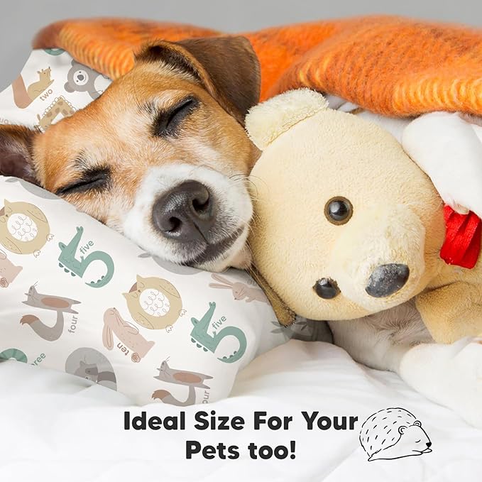 Toddler Pillow with Pillowcase - 13x18 My Little Dreamy Pillow, Organic Cotton Toddler Pillows for Sleeping, Kids Pillow, Travel Pillows, Mini Pillow, Nursery Pillow, Toddler Bed Pillow (Wild Count)